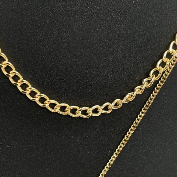 Marked EN Multistrand Layered Pendant Chain Necklace Gold Tone 17- 18 Inches - Picture 4 of 7